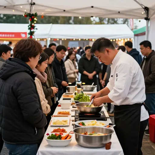 我们在节日上参加了一场烹饪展示。