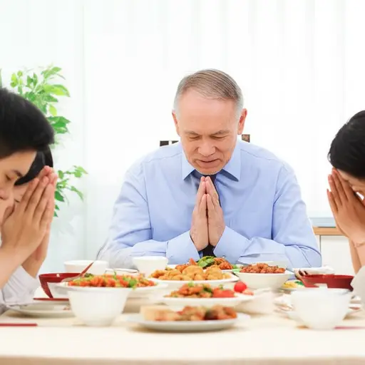 爷爷总是会在晚餐前带领我们说感恩祷告。