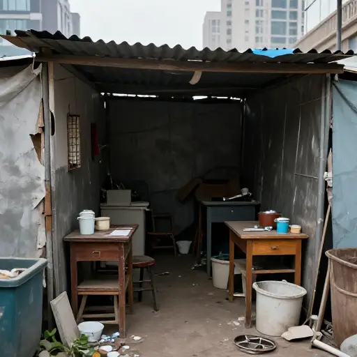 许多移民最终生活在恶劣的居住环境中。