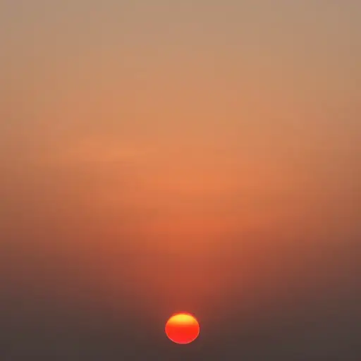 太阳缓缓沉入地平线以下，发出红色的光芒。