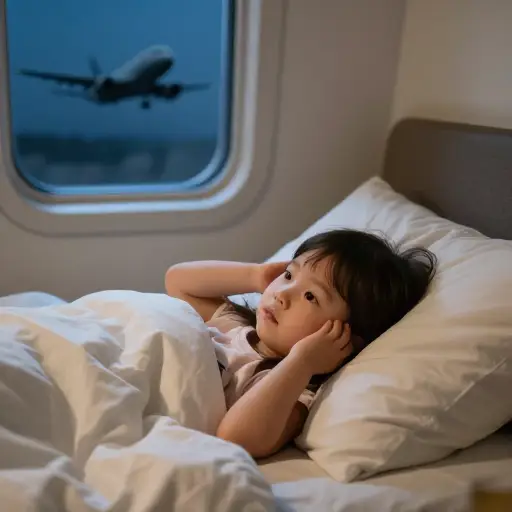 飞机噪音让她两岁的女儿又完全清醒了。