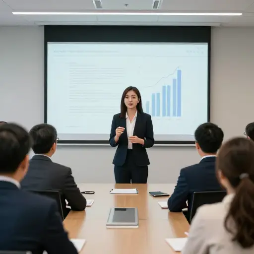 有了多年的经验，现在用英语做演示对她来说易如反掌。
