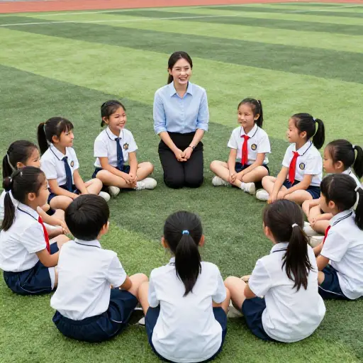 孩子们围着老师坐成一圈。
