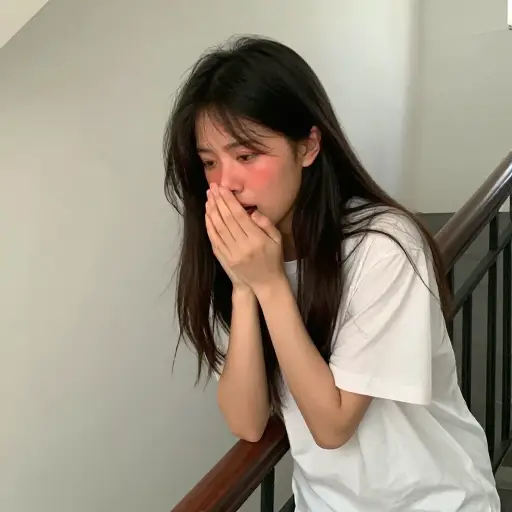 她爬楼梯后喘不过气来。