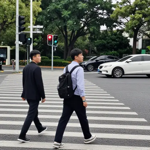 过马路时要小心，以免发生意外。