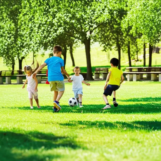 孩子们喜欢在公园里踢足球。
