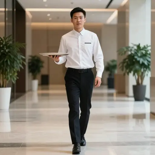 间谍伪装成服务员进入了那栋大楼。