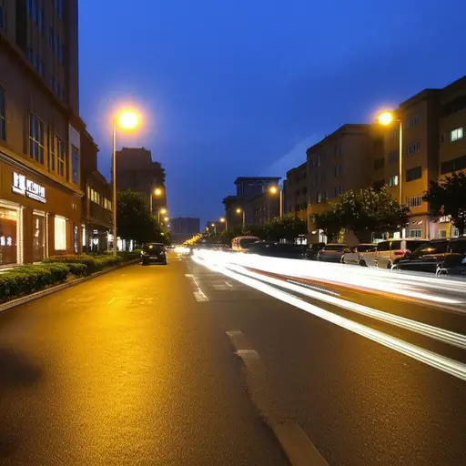 夜幕降临时，城市的路灯都亮起来了。