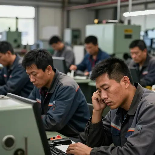 尽管精疲力尽，他们仍然继续工作。
