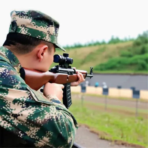 士兵在训练时向靶子射击。