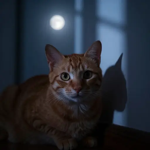在黑暗中，猫的瞳孔会扩大以吸收更多光线。