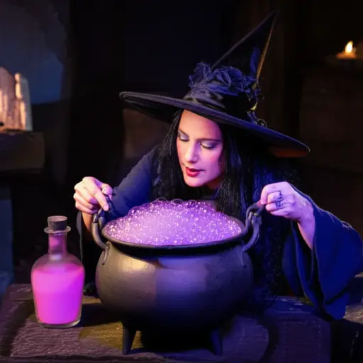 女巫熬制了一瓶爱情魔药，据说能让人坠入爱河。
