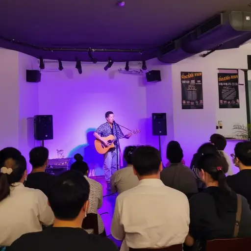 这位歌手在本地酒吧有两场演出。