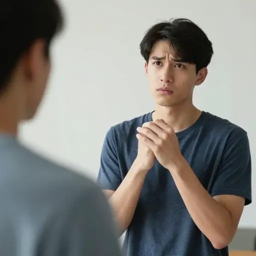 我想和他谈谈，但我没有勇气。