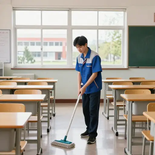 学校雇了一位新管理员来保持教室的清洁。
