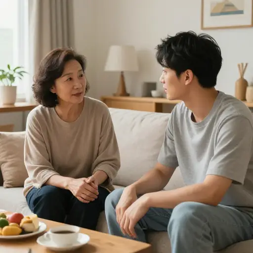 她和未婚的儿子住在一起。