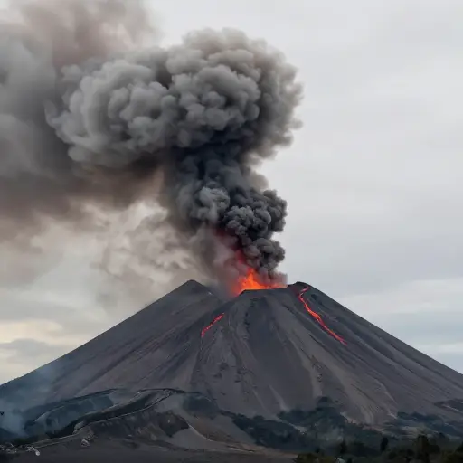 喷发的火山会向空气中释放灰烬和气体。