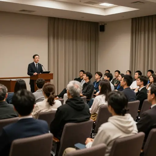 然后，他向公众发表了演讲。