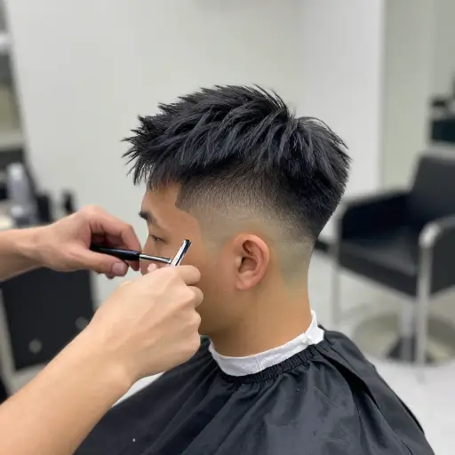 他请理发师给自己剪渐变发型。