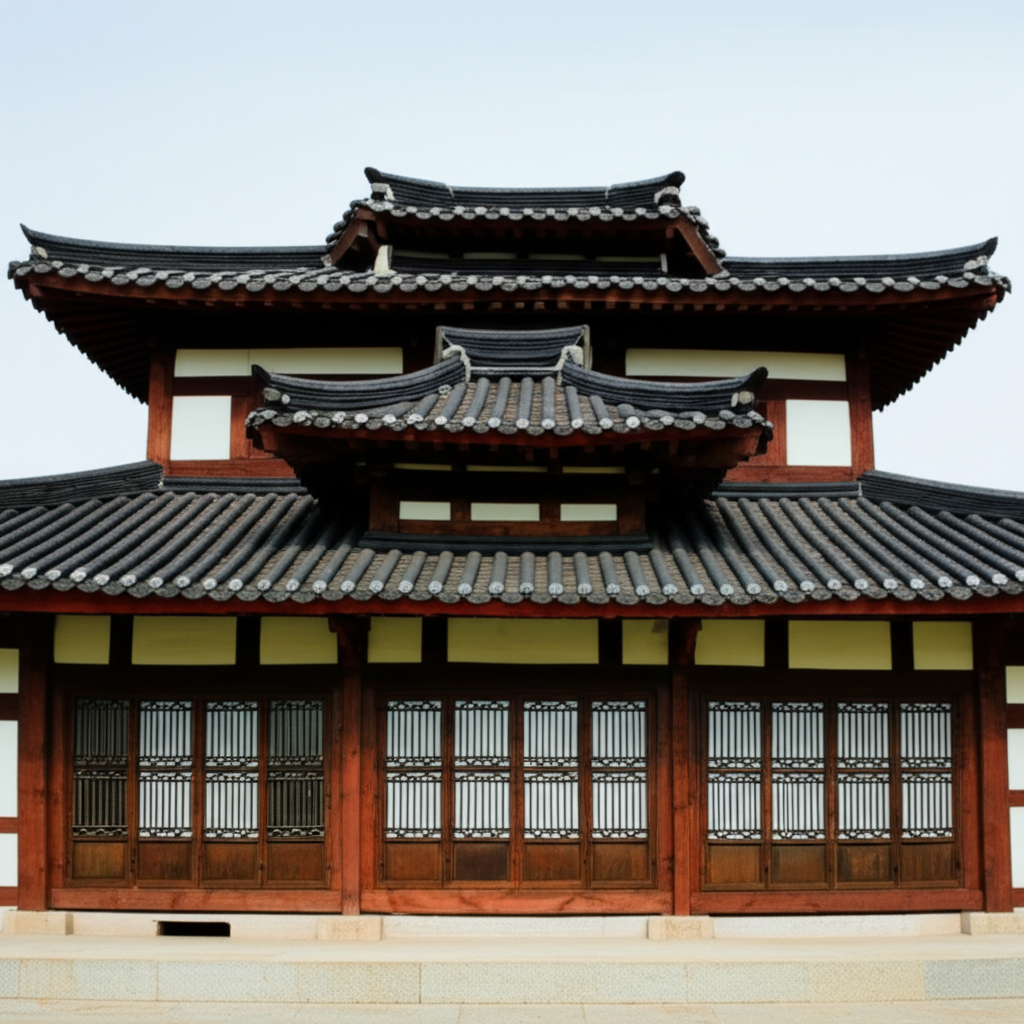 这是一座典型的韩国传统建筑。