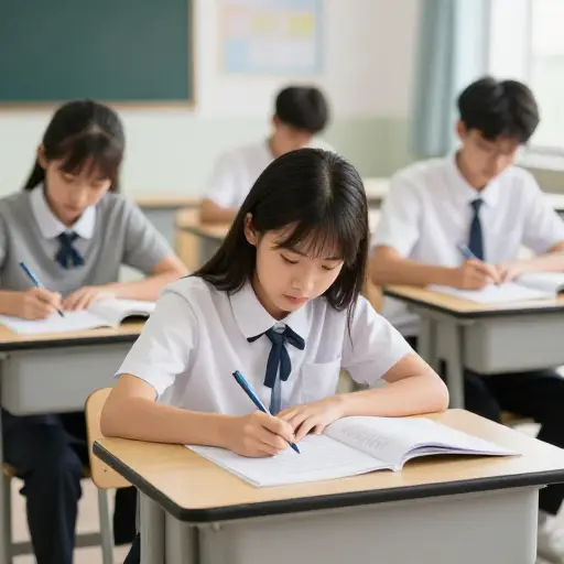 学生们努力在考试中取得高分。