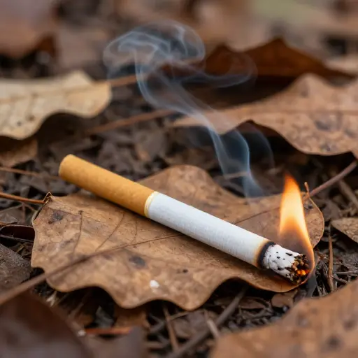 火灾是由香烟的一个火花引起的。