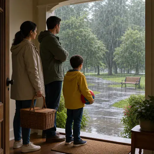 下雨阻止我们去公园。