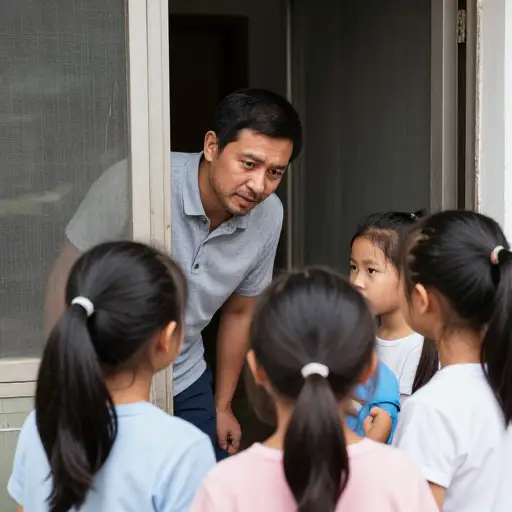 他告诉孩子们不要猛关纱门。