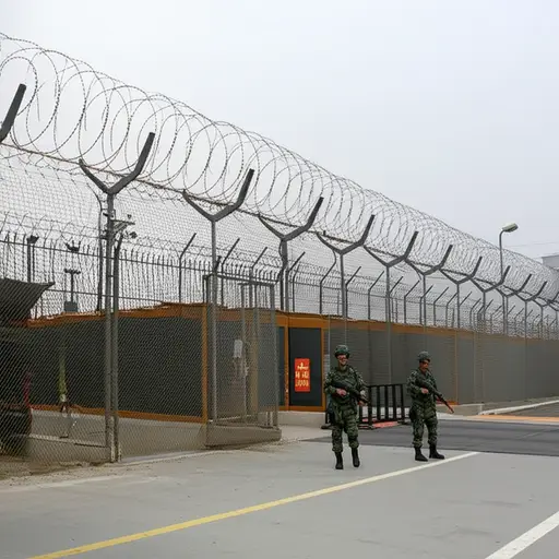 军事基地位于一个戒备森严的大院内。