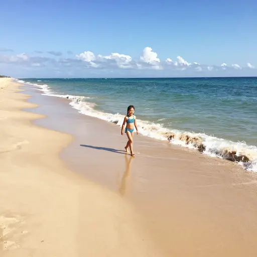 我通常去海滩，在海里游泳。
