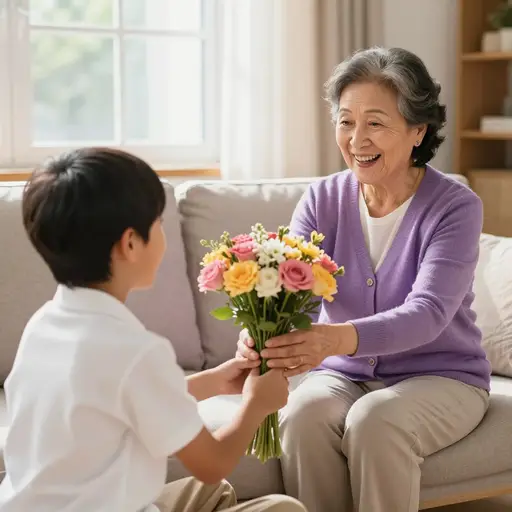 你为什么不给你奶奶带些花呢？