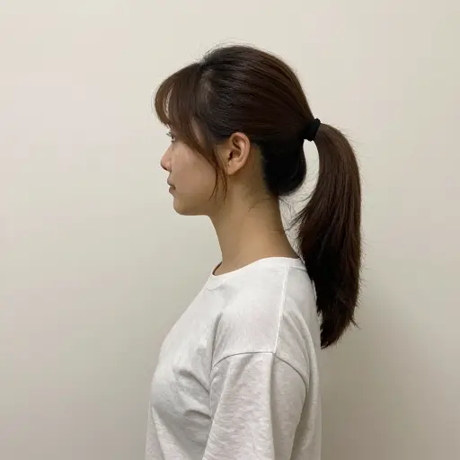 她通常把头发扎成马尾辫。