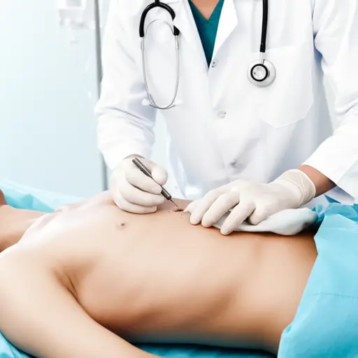 医生正在给病人胸腔穿刺抽液。