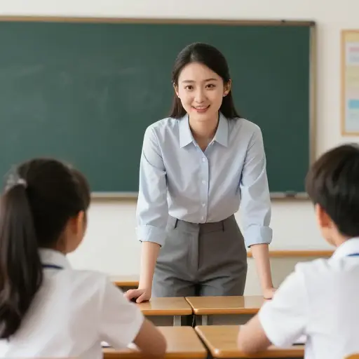 我们的老师总是以和蔼可亲的态度对待每个学生。