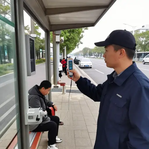 他们已经在公交车站周围进行了空气质量测量。