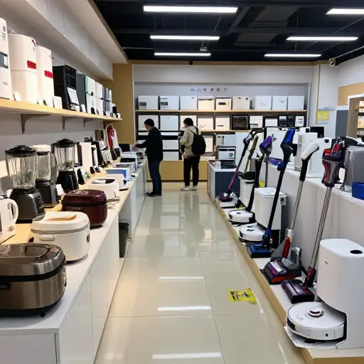 展览展示了多种家用电器，从厨房小工具到清洁设备。