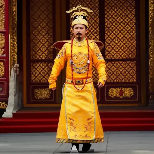 这位皇帝以一种威严的姿态走进大殿。