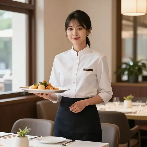 我姐姐想成为一名服务员。