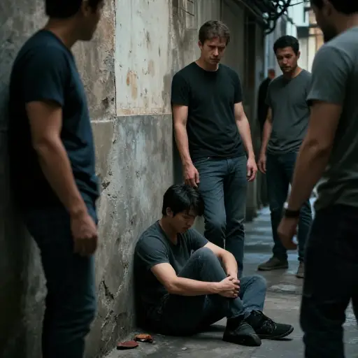 他刚被一群白人男子殴打。