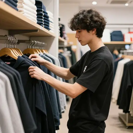 我购物时总是寻找时尚的衣服。