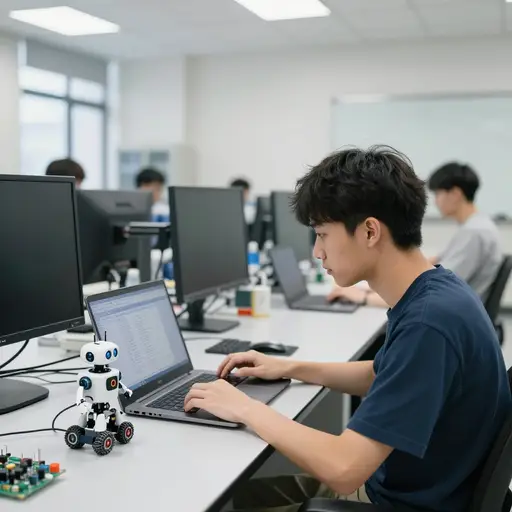 他在大学选择了计算机科学作为专业方向。