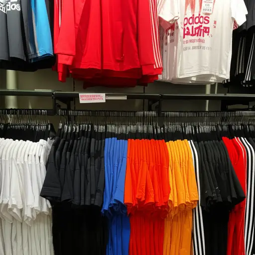 我们在阿迪达斯专卖店买到了打折的运动服。
