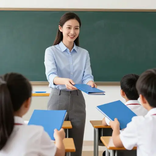 老师给了我们每人一个文件夹。