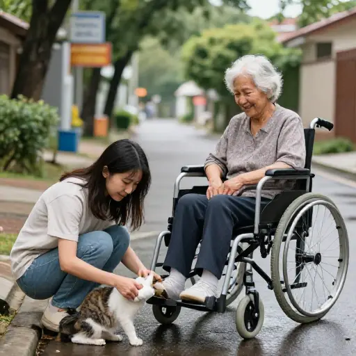 我姐姐善良、有耐心，而且乐于助人。
