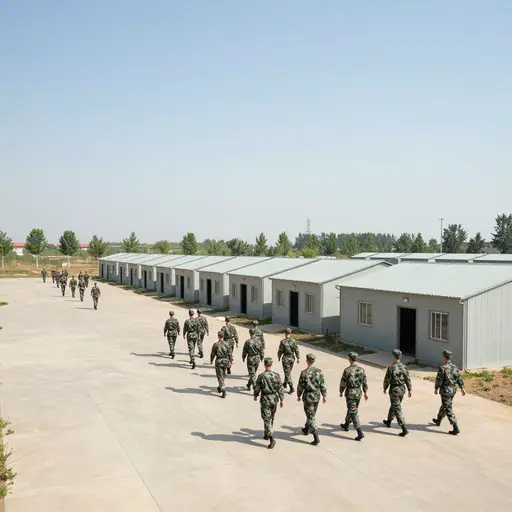新兵们住在训练场附近的营房里。