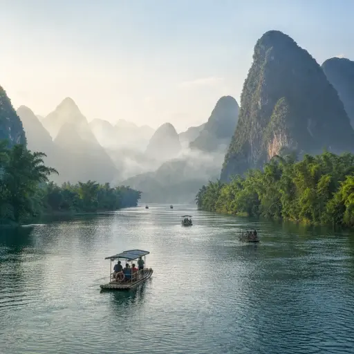 漓江及其令人惊叹的周边景色每年吸引数百万游客。
