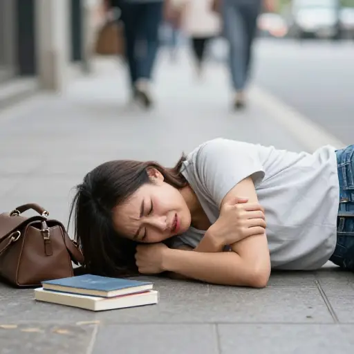 跌倒后，她只记得手臂上一阵剧痛，然后就什么都不知道了。