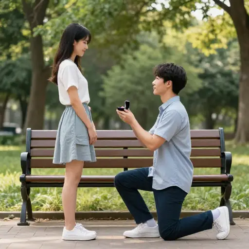 罗伯特跪在她身边，说出简单的话语：“你愿意嫁给我吗？”