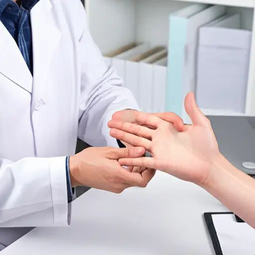 医生检查了患者的手指关节是否有肿胀。