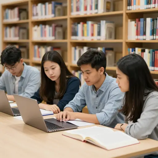 学生们经常访问在线图书馆找书。
